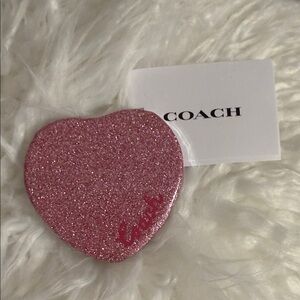 NWT Coach Glittery Pink Heart Purse Mirror